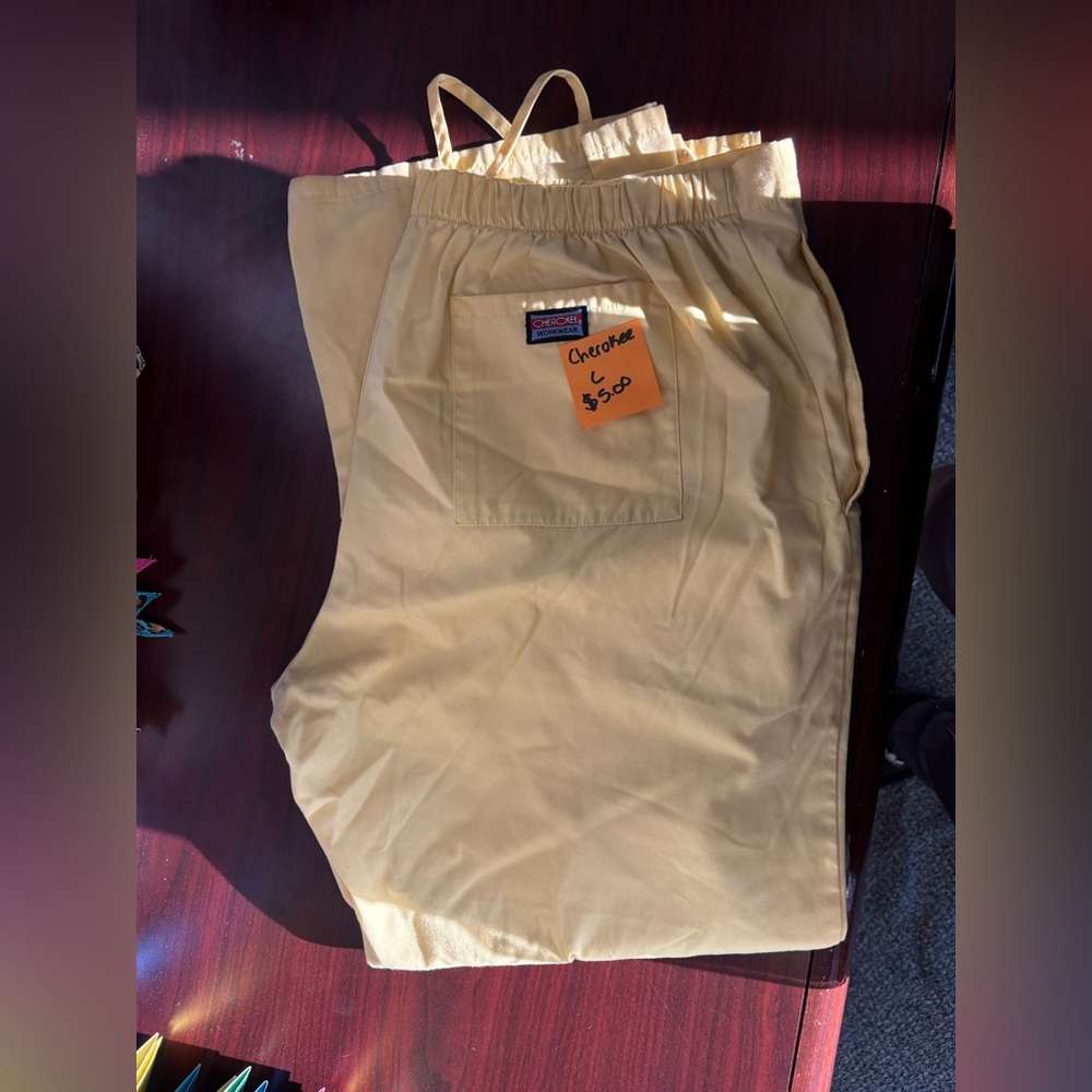 Cherokee, scrub pants, yellow in color